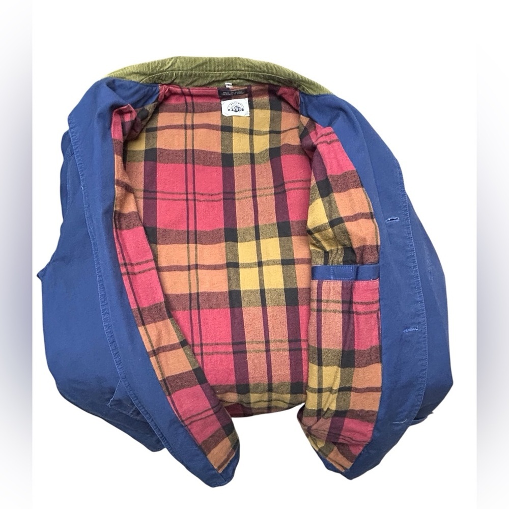 VTG Dash Men’s Heritage Blue L Plaid Flannel Lined Barn Chore Coat Size Large L - Picture 5 of 8